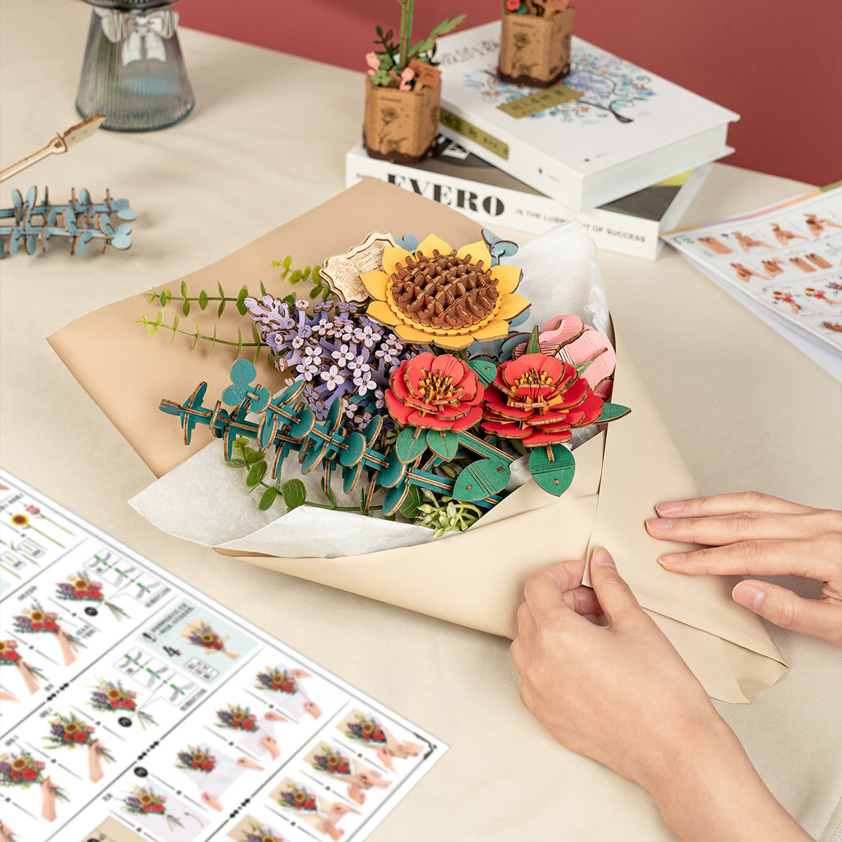 Rowood 3D Wooden Puzzle - Wooden Flower Bouquet TW01H
