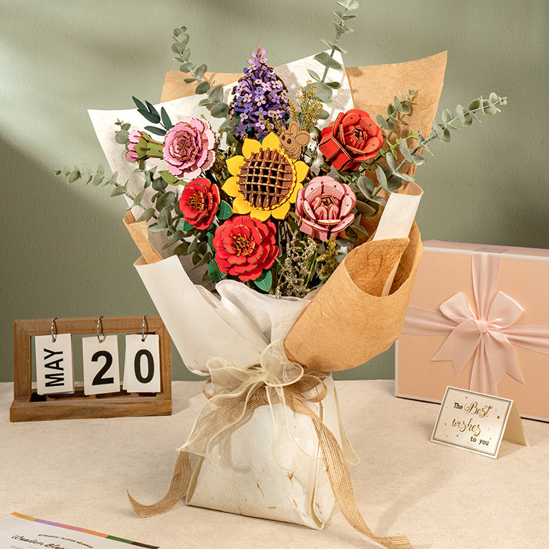 Rowood DIY Wooden Flower Red Rose TW042