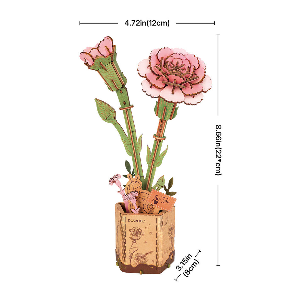 Rowood DIY Wooden Flower Pink Carnation TW051