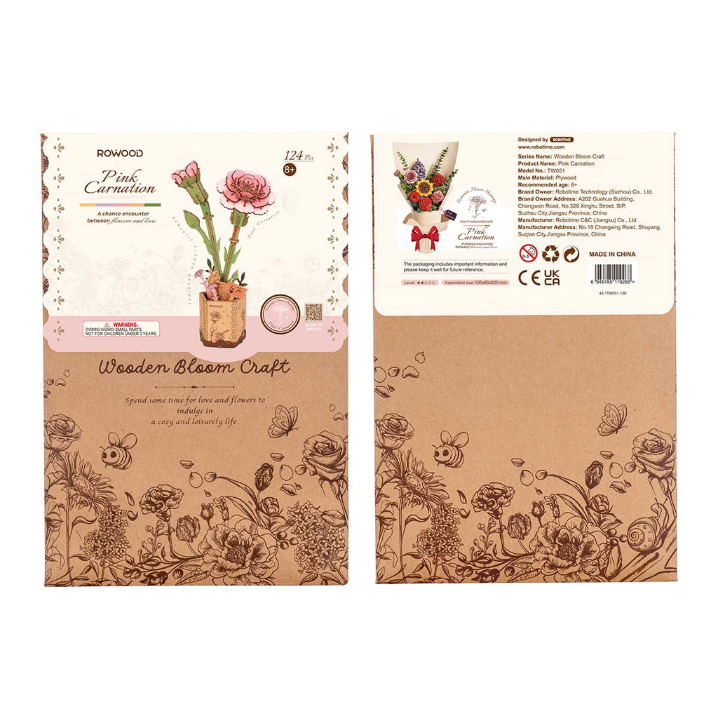 Rowood DIY Wooden Flower Pink Carnation TW051