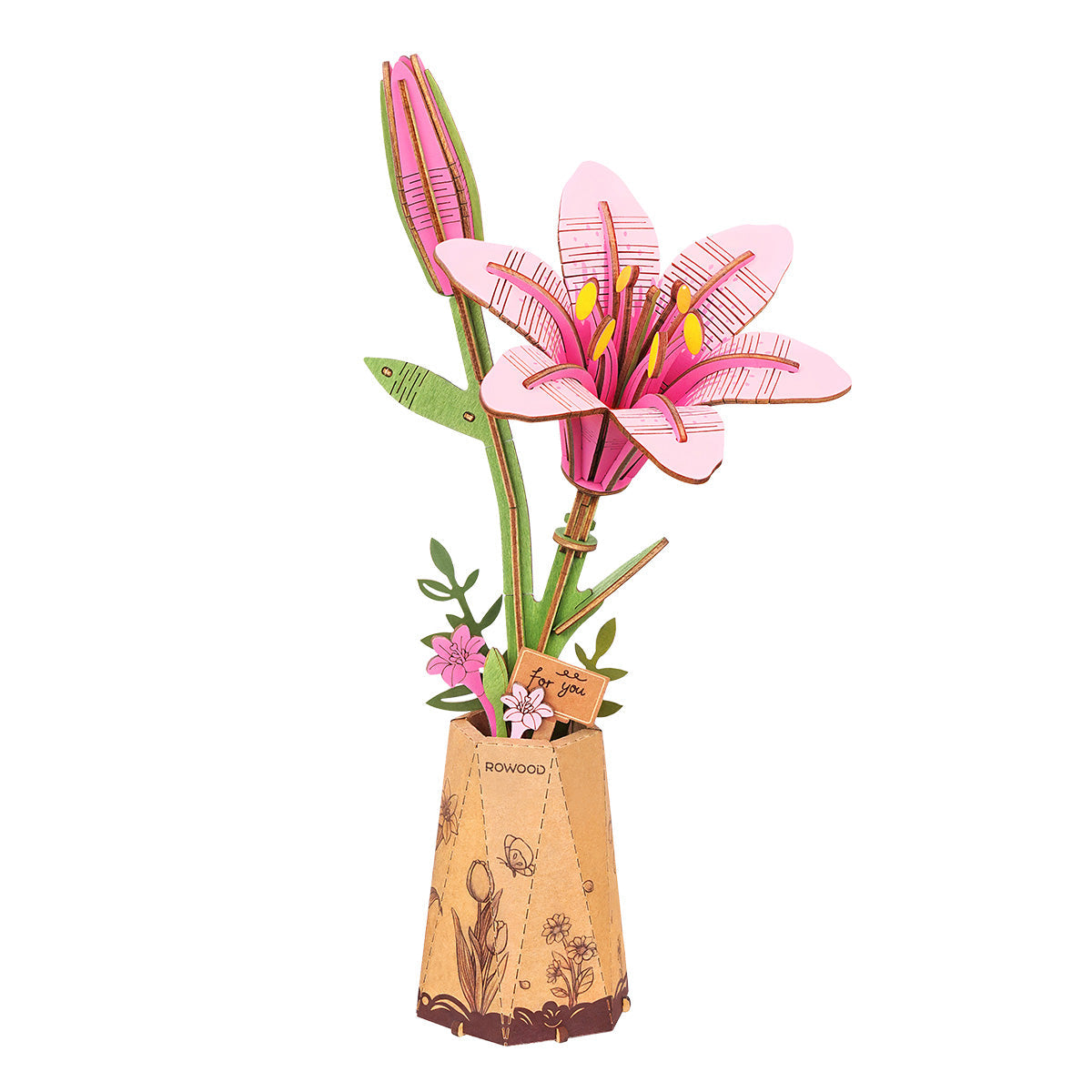 Rowood DIY Wooden Flower Pink Lily TW071