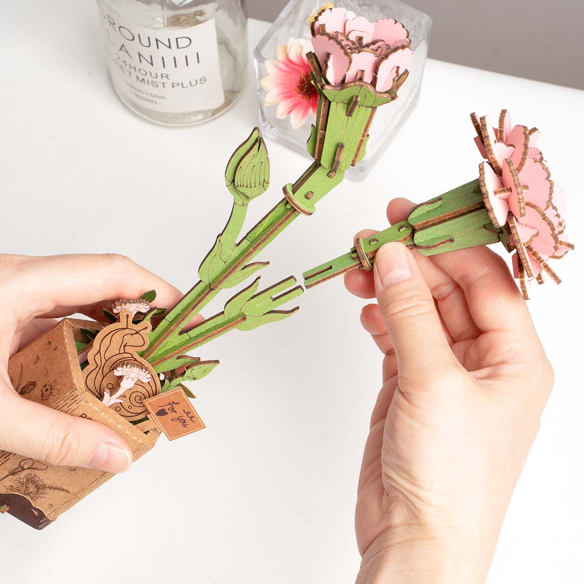 Rowood DIY Wooden Flower Pink Carnation TW051